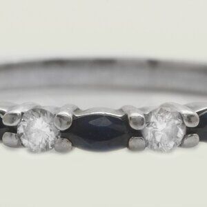 0.25 Carat Natural Blue Sapphire DIAMONDS in 18K Solid White Gold Woman Ring